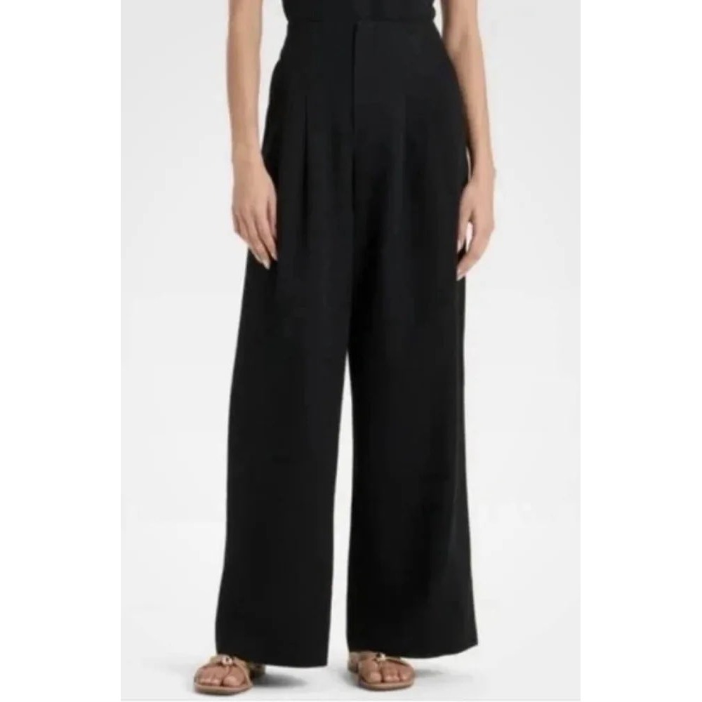 Future Collective Womens Black Wide Leg High Rise Trouser Pants Size 6 g3